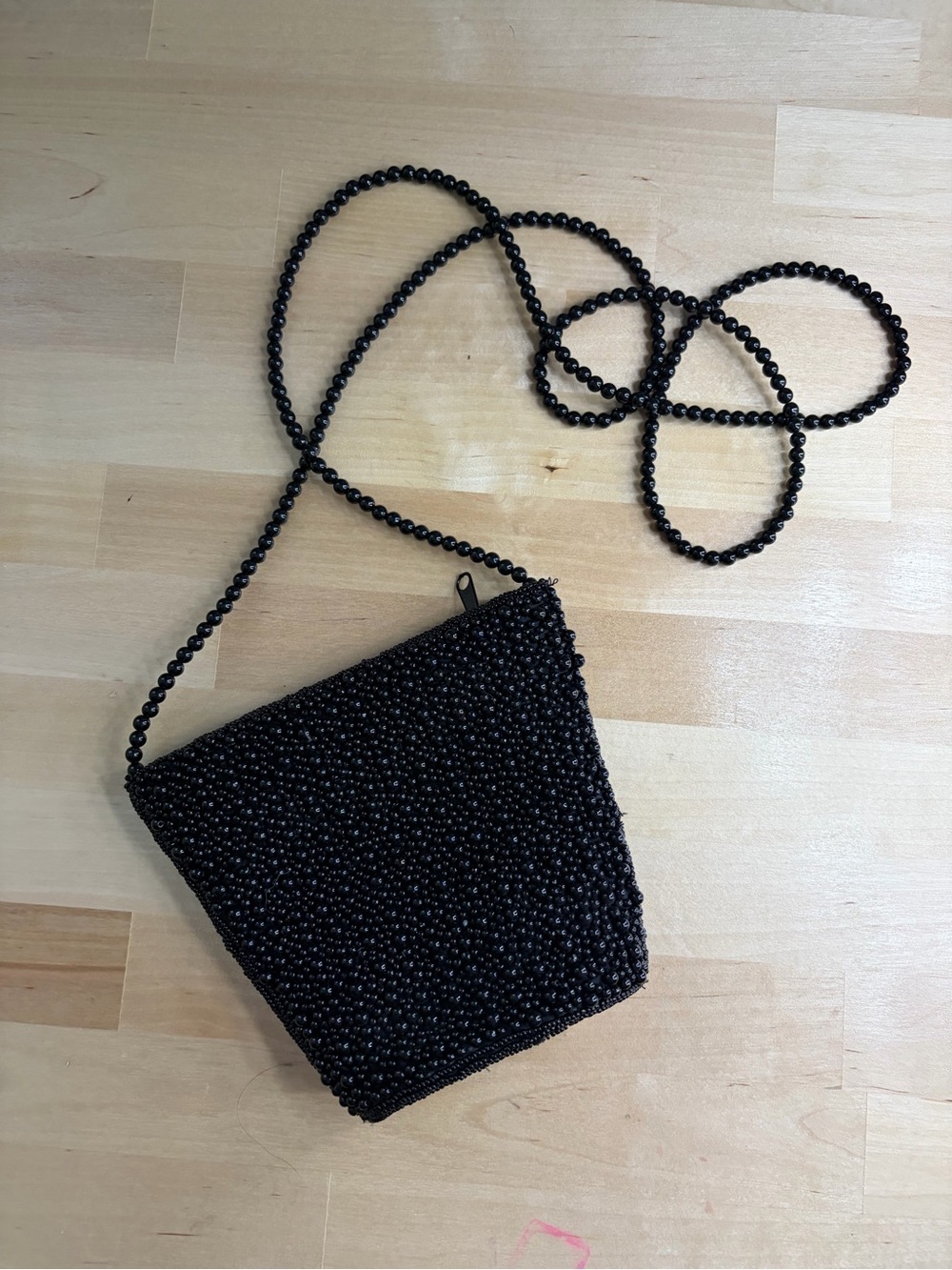 Vintage Inge Christopher Black Beaded Evening Bag